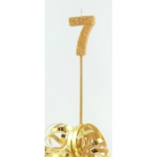 Alpen Gold Glitter Number 7 Candle on a Stick
