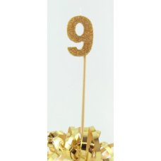 Alpen Gold Glitter Number 9 Candle on a Stick