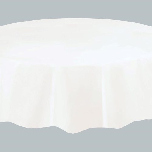 Bright White Plastic Tablecover Round 213cm Diameter (84")