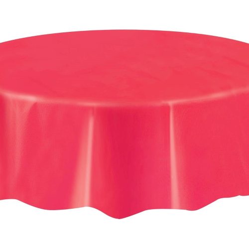 Ruby Red Plastic Tablecover Round 213cm Diameter (84")
