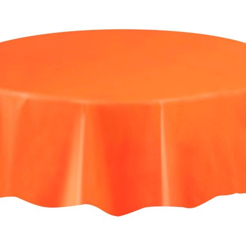 Pumpkin Orange Plastic Tablecover Round 213cm Diameter (84")