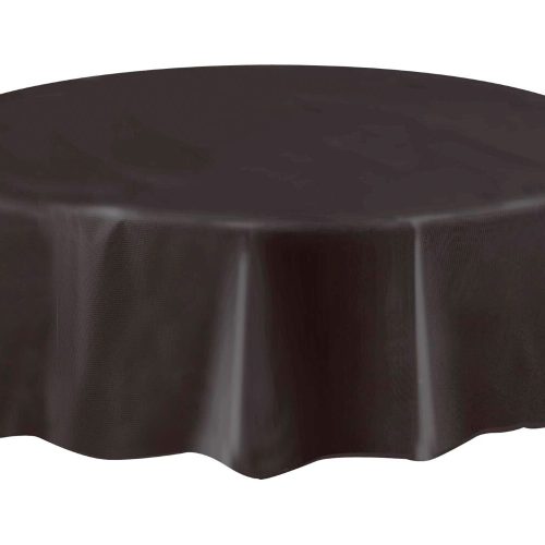 Midnight Black Plastic Tablecover Round 213cm Diameter (84")