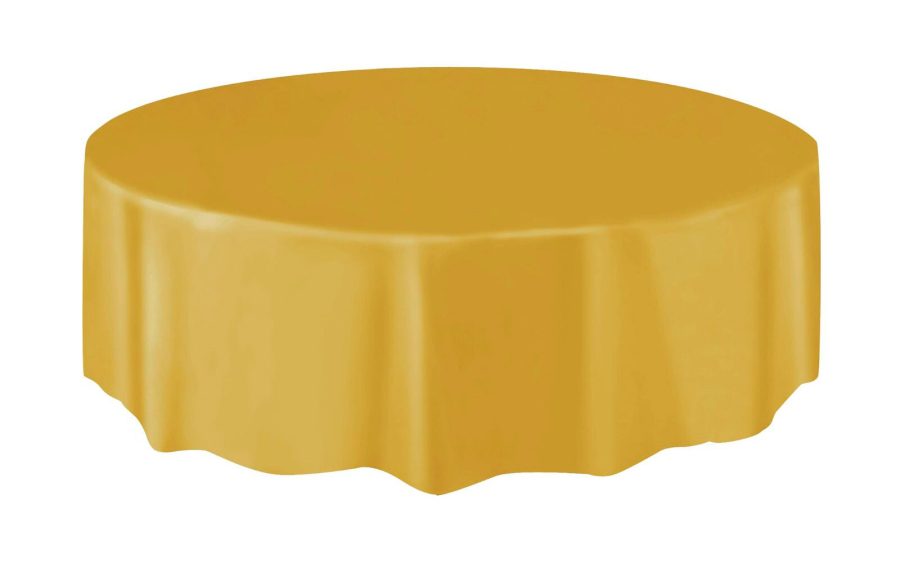 Gold Plastic Tablecover Round 213cm Diameter (84")