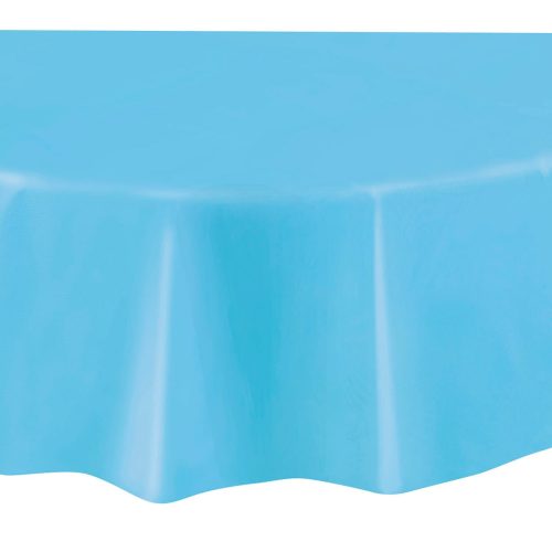 Powder Blue Plastic Tablecover Round 213cm Diameter (84")
