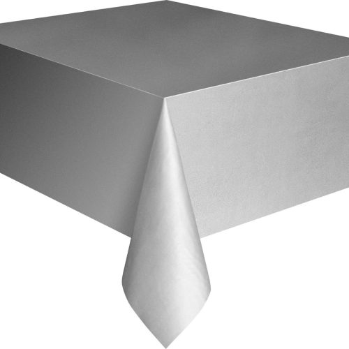 Silver Plastic Tablecover Rectangle 137cm x 274cm (54" x 108")