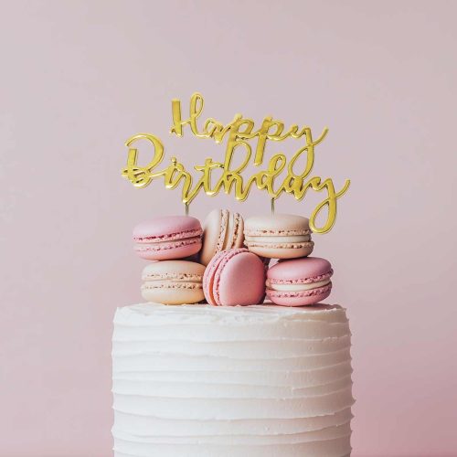 Gold Plated Cake Topper - HAPPY BIRTHDAY 2