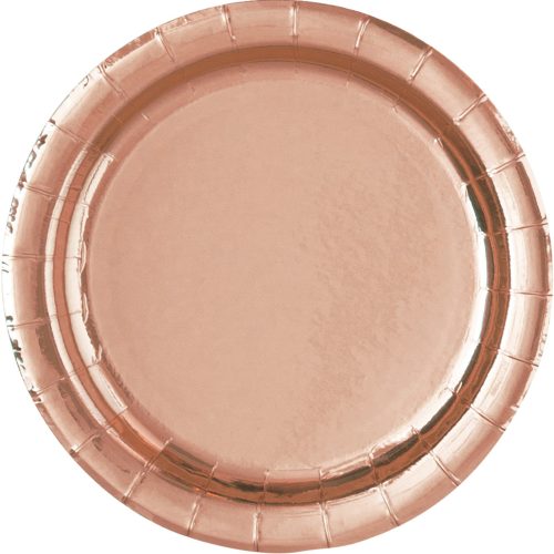 Rose Gold 8 x 23cm (9") Round Paper Plates — illustrative reference; actual product differs as described