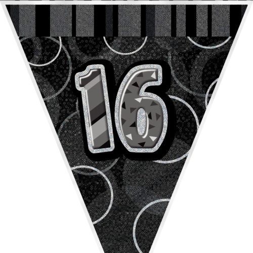 Glitz Black And Silver Flag Banner - 16 3.65m (12') — illustrative reference; actual product differs as described