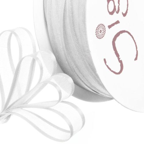 Ribbon Organdy Satin Edge White (10mmx20m) — illustrative reference; actual product differs as described