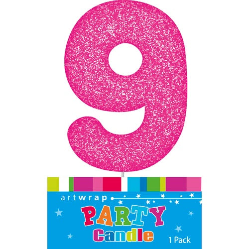 Artwrap Glitter Pink - Number 9 Candle