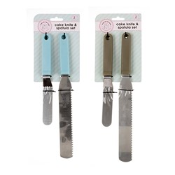 Cake Knife Set 2pc Spatula & Serrated Spatula