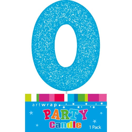 Artwrap Glitter Blue - Number 0 Candle
