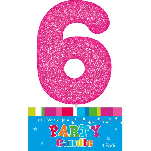 Artwrap Glitter Pink - Number 6 Candle