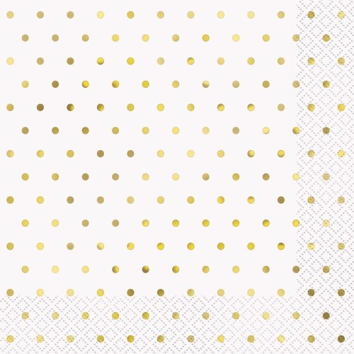 Foil Stamped Mini Dots Gold 16 Luncheon Napkins 2ply 33cm x 33cm (13" x 13")