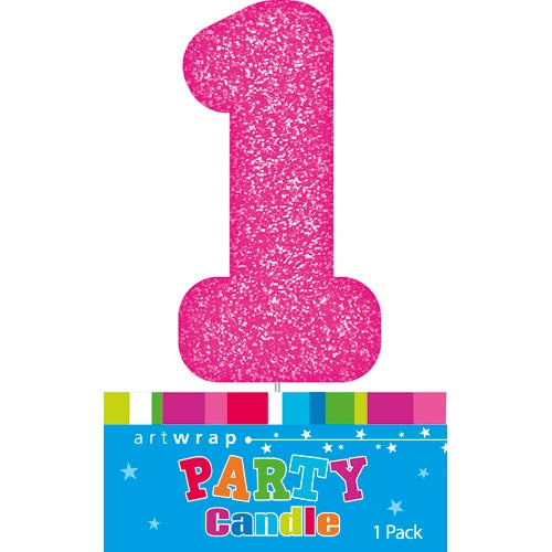 Artwrap Glitter Pink - Number 1 Candle