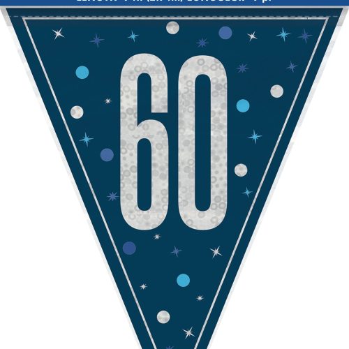 Glitz Blue Foil Flag Banner - 60 2.74m (9') — illustrative reference; actual product differs as described