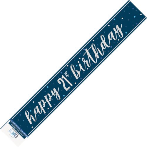 Glitz Blue Foil Banner 2.74m (9') - 21 — illustrative reference; actual product differs as described