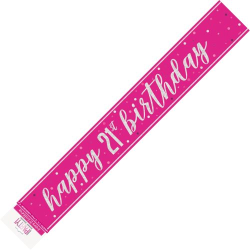 Glitz Pink Foil Banner 2.74m (9') - 21 — illustrative reference; actual product differs as described
