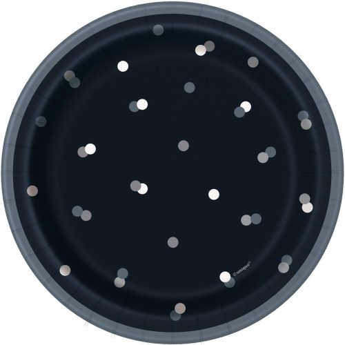 Black And Silver 8 x 18cm (7") Paper Plates — illustrative reference; actual product differs as described