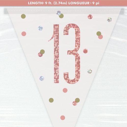 Rose Gold Prismatic Foil Flag Banner - 13 2.74m (9') — illustrative reference; actual product differs as described