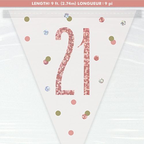 Rose Gold Prismatic Foil Flag Banner - 21 2.74m (9') — illustrative reference; actual product differs as described