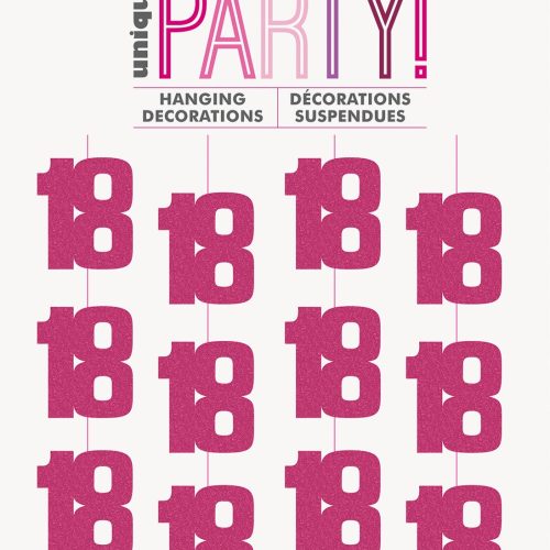 Glitz Pink 6 Hanging Decorations 1.5m (5') - 18