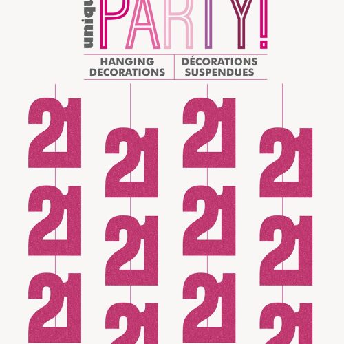 Glitz Pink 6 Hanging Decorations 1.5m (5') - 21