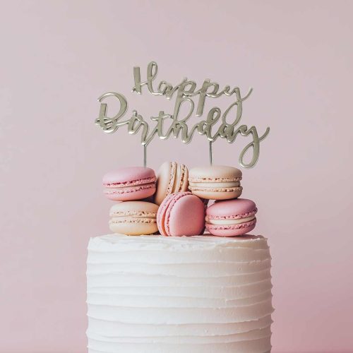SILVER Plated Cake Topper - HAPPY BIRTHDAY