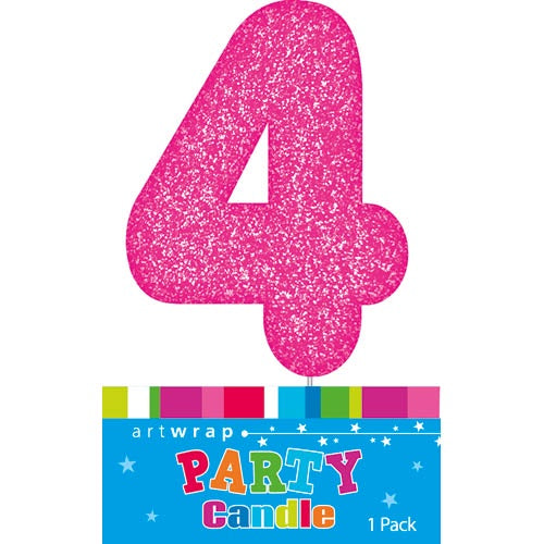 Artwrap Glitter Pink - Number 4 Candle