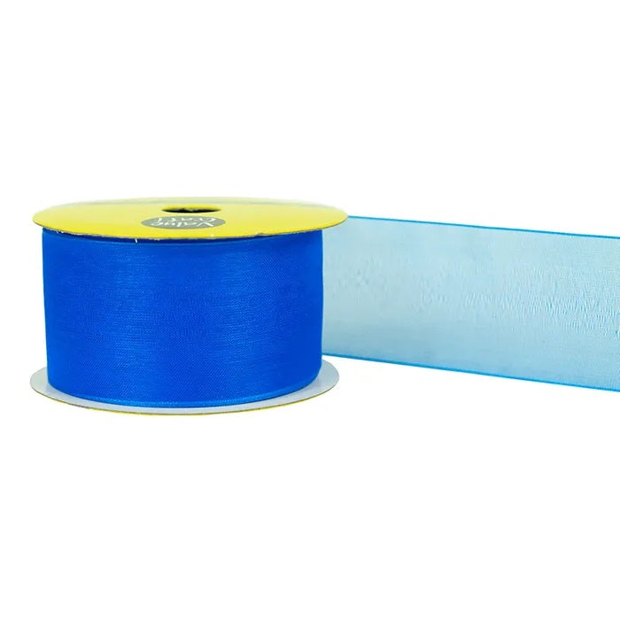 38mm Royal Blue Organza Woven Edge Ribbon — illustrative reference; actual product differs as described