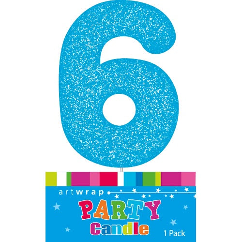 Artwrap Glitter Blue - Number 6 Candle