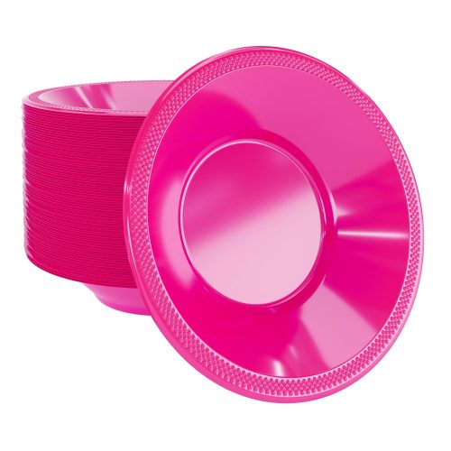 12 Oz. Hot Pink Plastic Bowls | 8 Count — illustrative reference; actual product differs as described