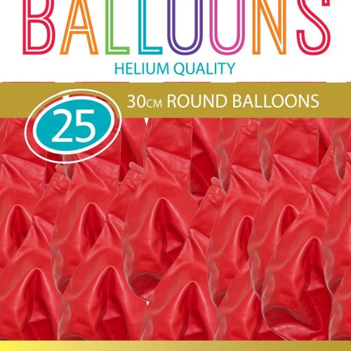 Cherry Red - 25 x 30cm Metallic Balloons