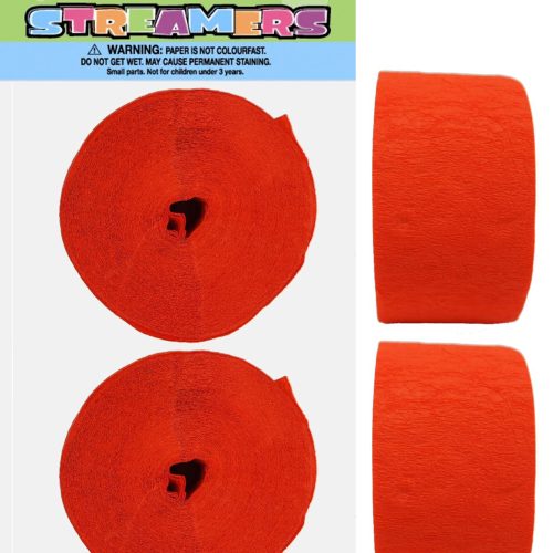 Crepe Streamers Pumpkin Orange 2 x 24m (81ft)