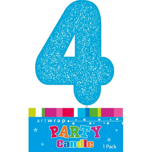 Artwrap Glitter Blue - Number 4 Candle