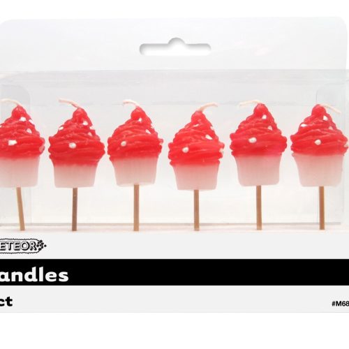 Dots Ruby Red 6 Cupcake Pick Candles