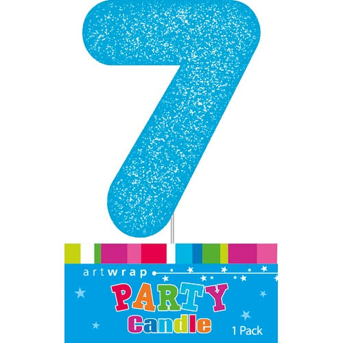 Artwrap Glitter Blue - Number 7 Candle