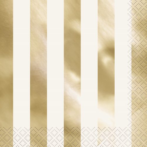 Foil Stamped Stripes Gold 16 Luncheon Napkins 2-ply 33cm x 33cm