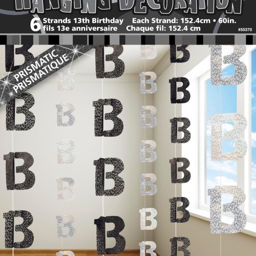 Glitz Black 6 Hanging Decorations 1.5m -13