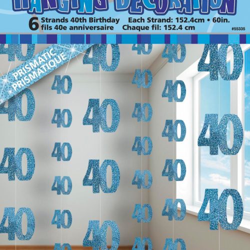 Glitz Blue 6 Hanging Decorations 1.5m - 40