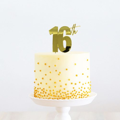 Gold 16Th Cake Topper