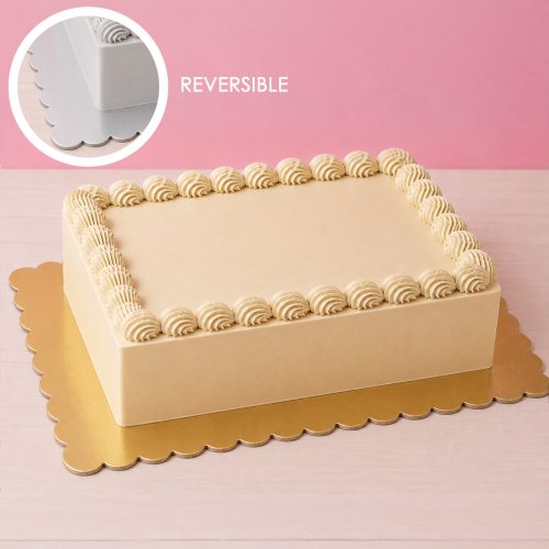 Gold and Silver Rectangle Scalloped Cake Board