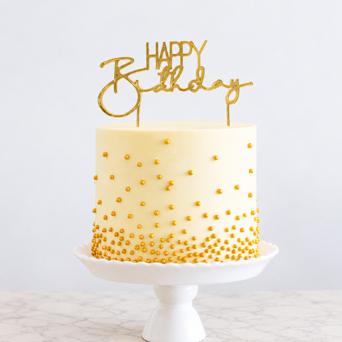 Gold Happy Birthday Cake Topper – Design 2
