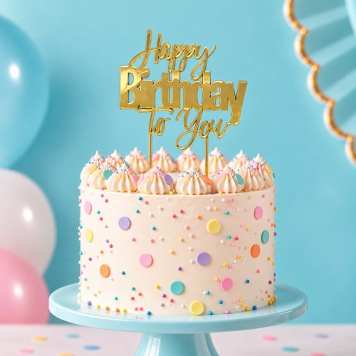 Gold Happy Birthday To You Cake Topper