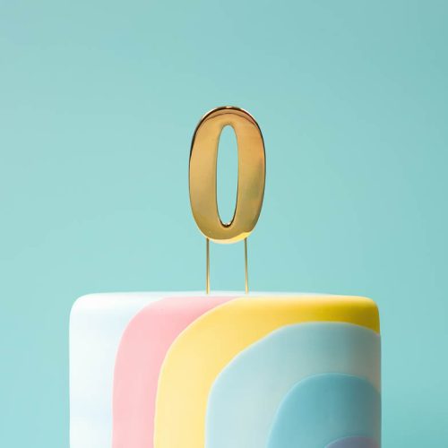 Gold Number 0 Cake Topper – Bold Design