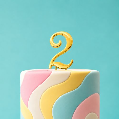 Gold Number 2 Cake Topper – 7cm Range