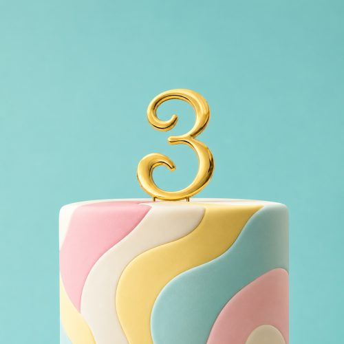 Gold Number 3 Cake Topper – 7cm Range