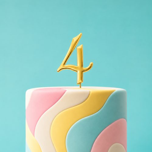 Gold Number 4 Cake Topper – 7cm Range