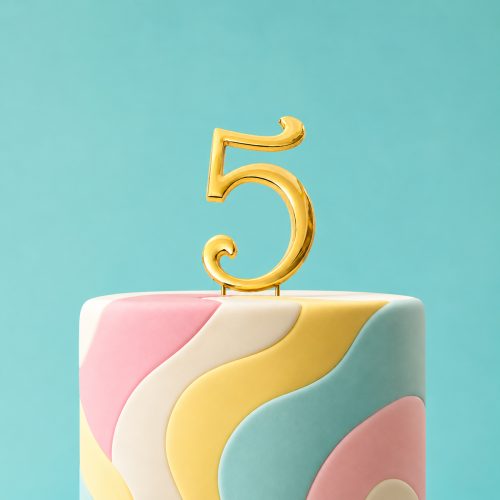 Gold Number 5 Cake Topper – 7cm Range