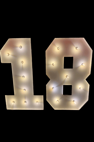 Marquee LED Numbers 18 - Hire